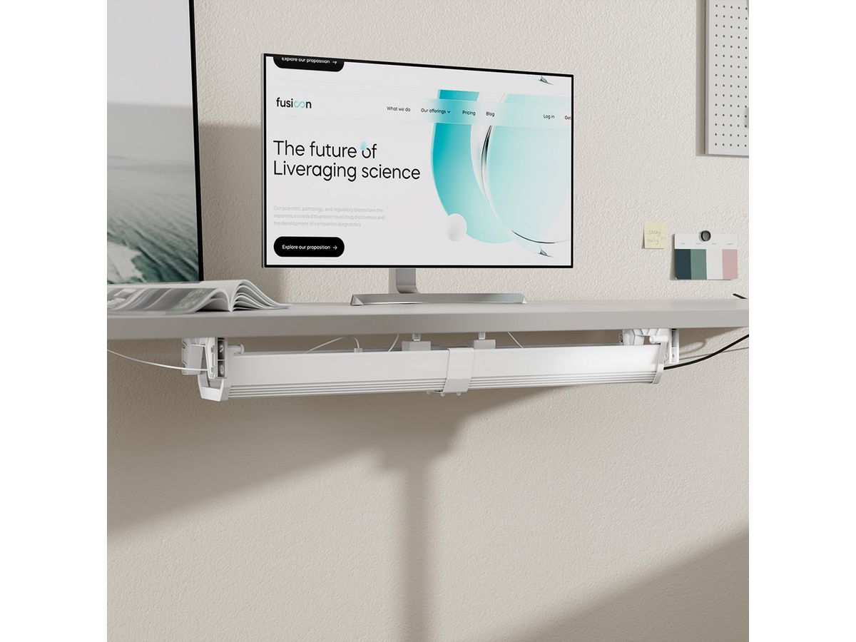 ROLINE Easy2Open Canal de câbles, montage sous le bureau, blanc, 85,8 cm