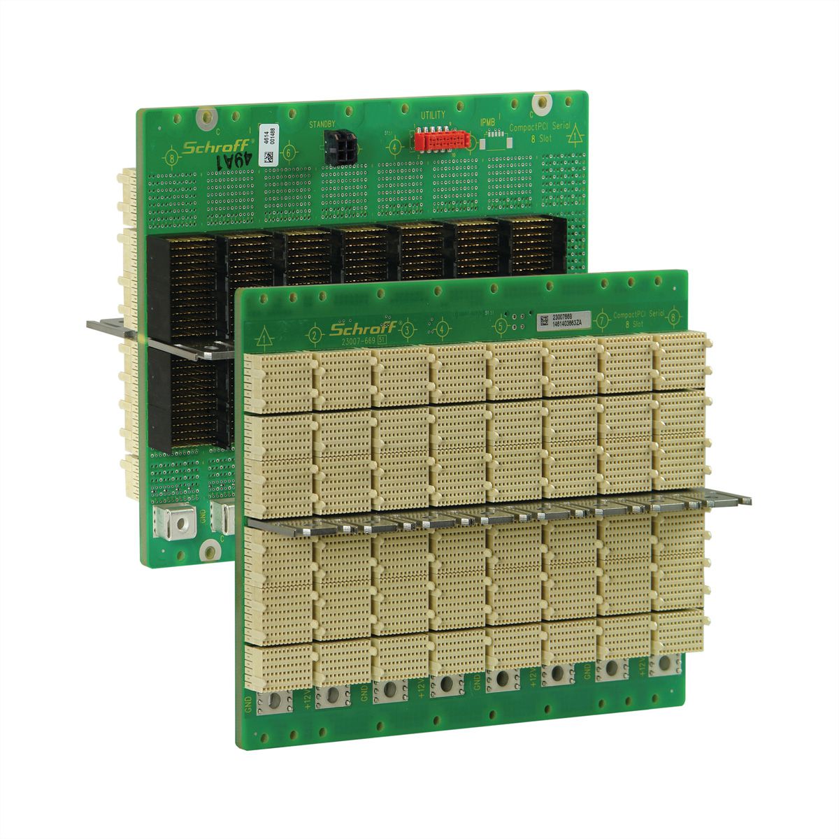 Carte-mère série CPCI SCHROFF, 3 U, 8 slots, System Slot Left, Single Star, avec RIO