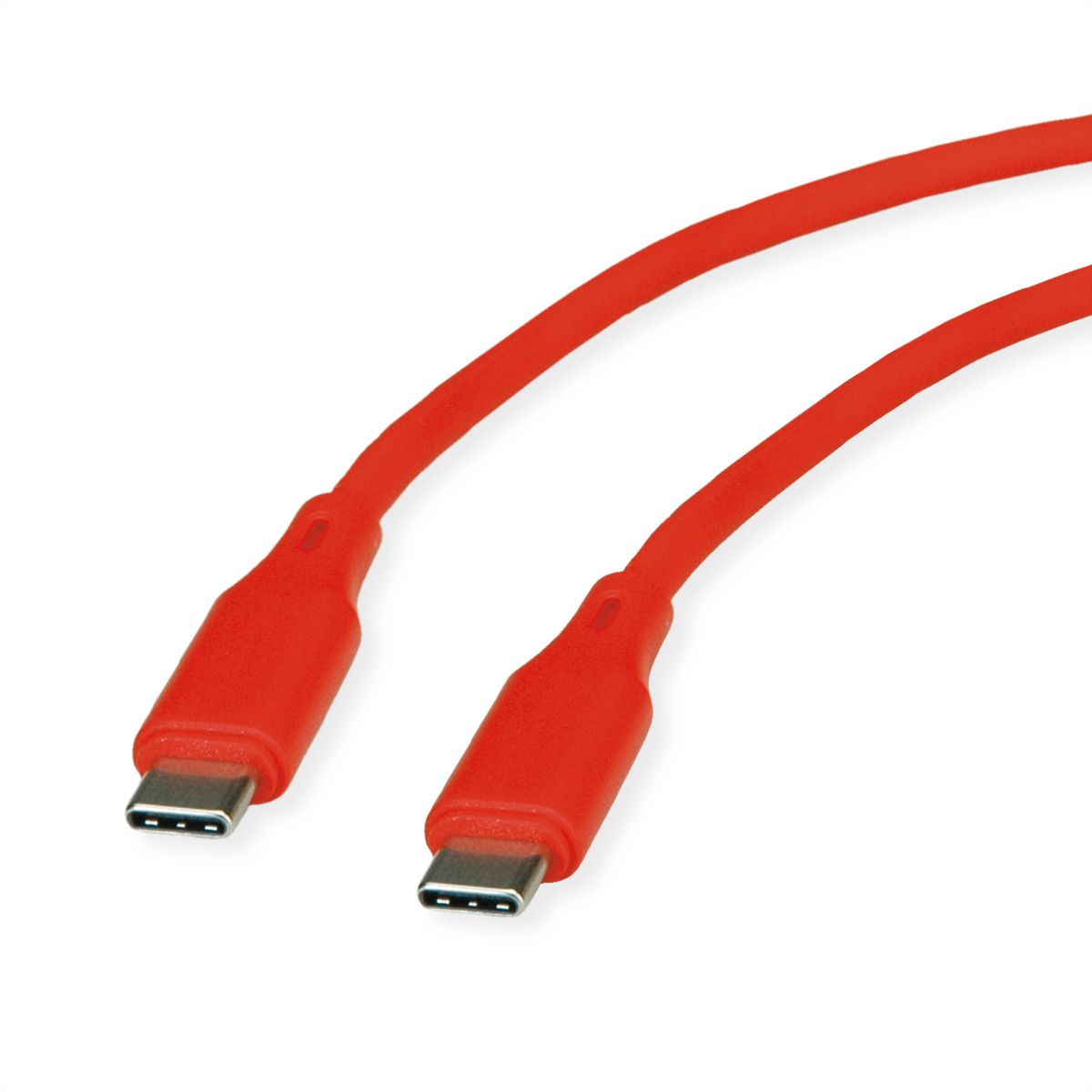 ROLINE Câble USB 2.0, C–C, M/M, silicone, 60W, rouge, 1 m