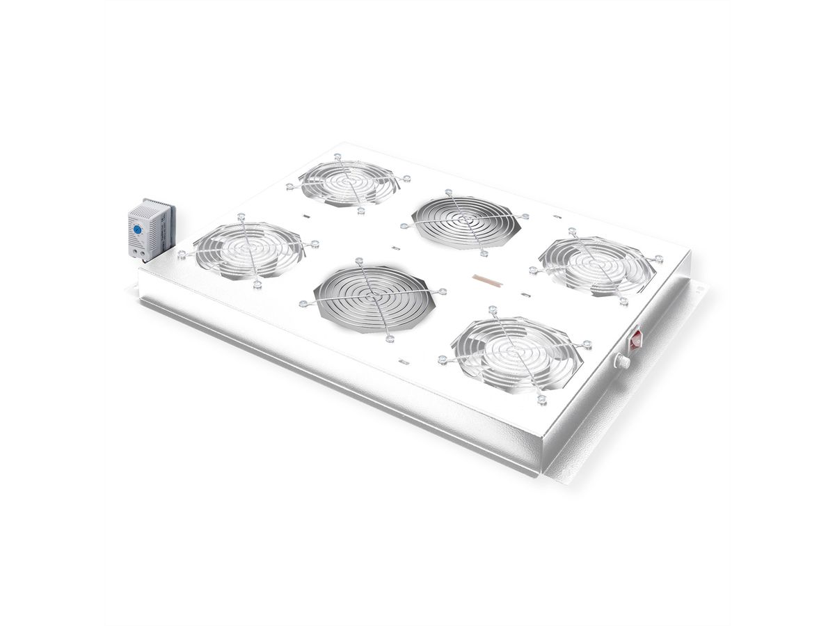 ROLINE 19" Unité de ventilation de toit, 4 ventilateurs, Thermostat pour baie serveur, grise