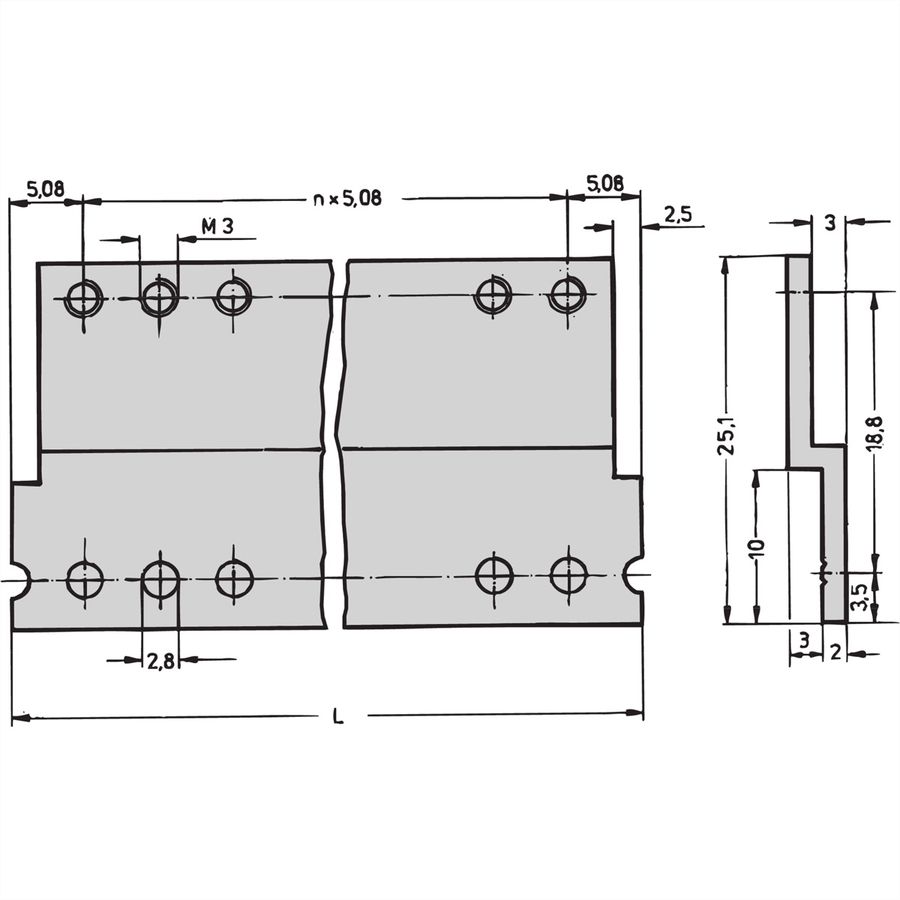 SCHROFF Rail en Z pour connecteur, DIN 41617, 31 pôles, 60 CV