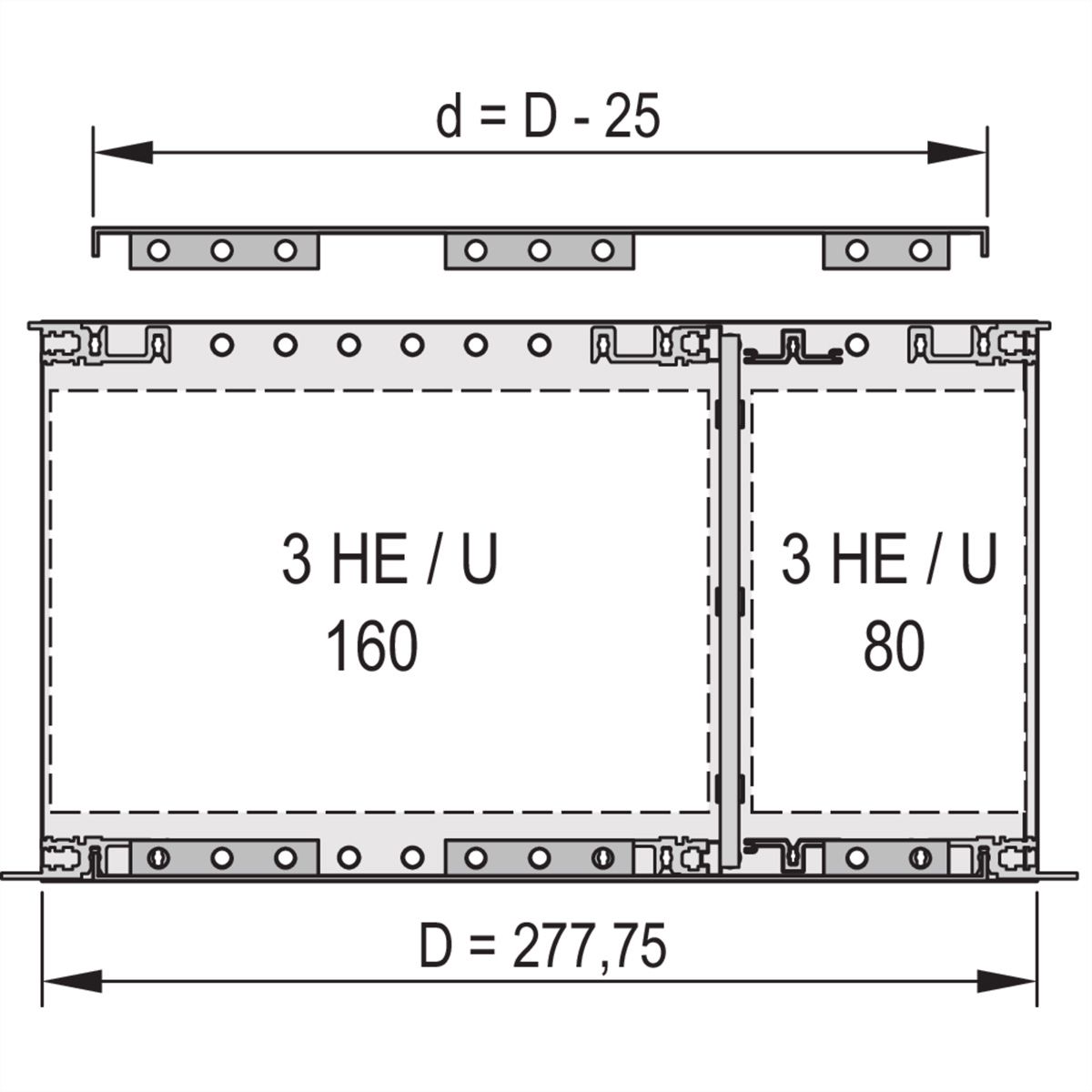 SCHROFF EuropacPRO Plaque de recouvrement pour boulonnage au panneau latéral, 42 HP, 277.75 mm