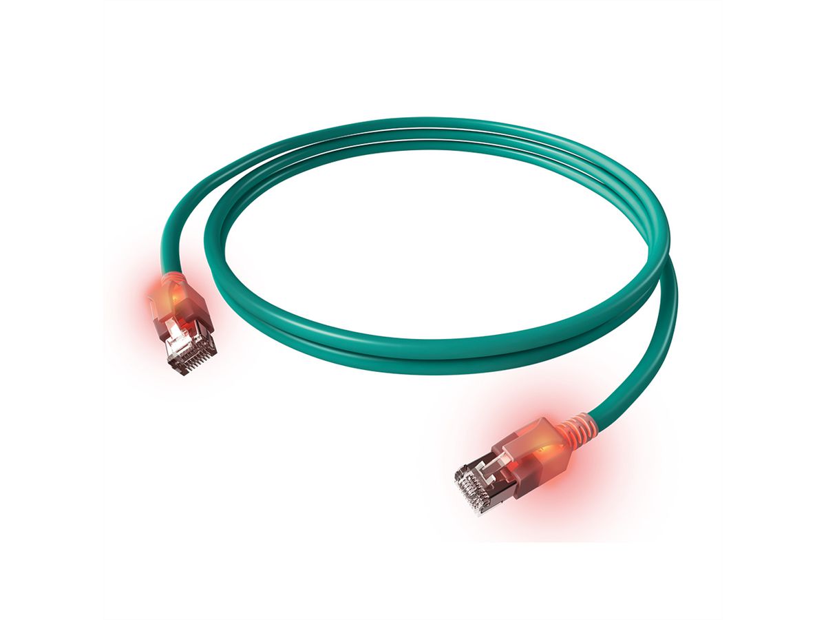 Cordon EasyLan DualBoot® LED Cat.6A (Classe EA) S/FTP, LSOH, turquoise, 7 m