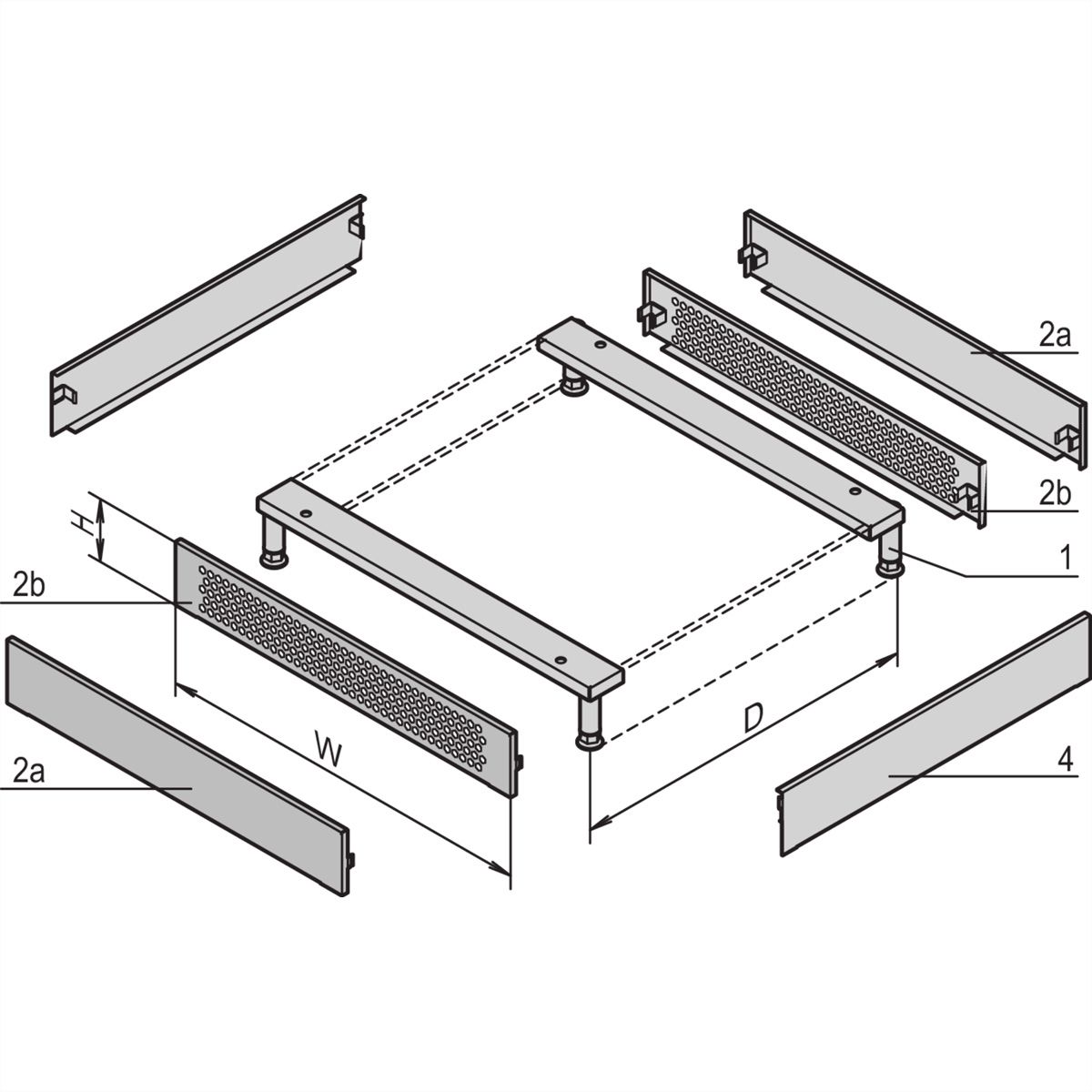 SCHROFF VARISTAR Socle aéré, 600 mm de large, RAL7021