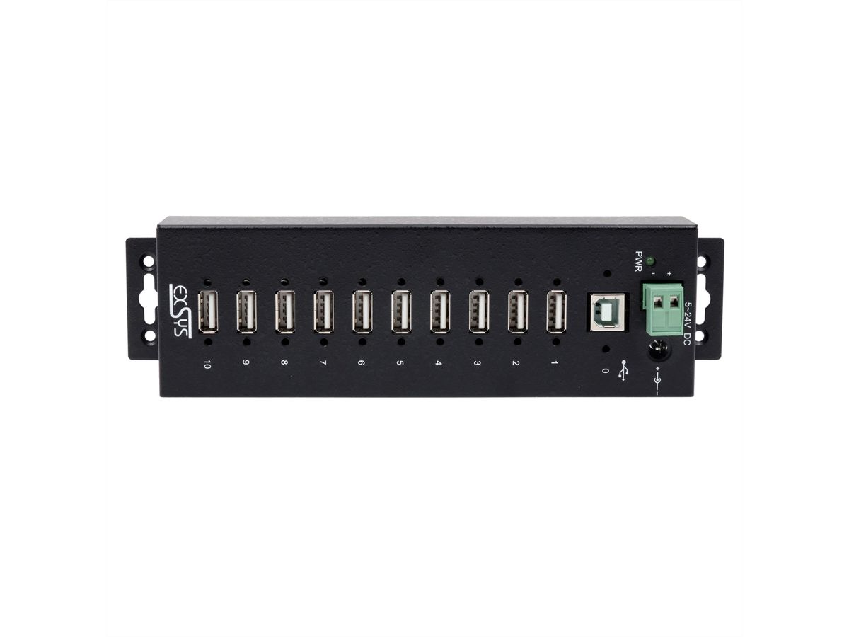 EXSYS EX-1170HMVS Hub métal USB 2.0, 10 ports, protection de surtension 15KV