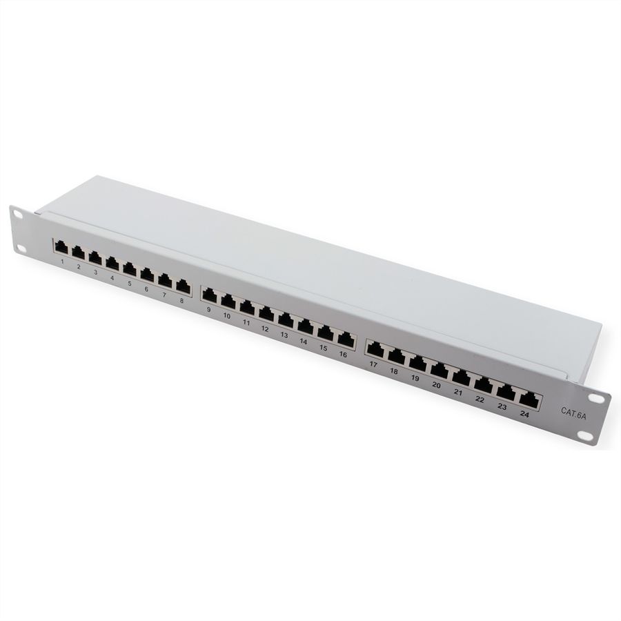 VALUE Panneau de brassage Cat.6A (Classe EA) 19", 24 ports, STP, gris
