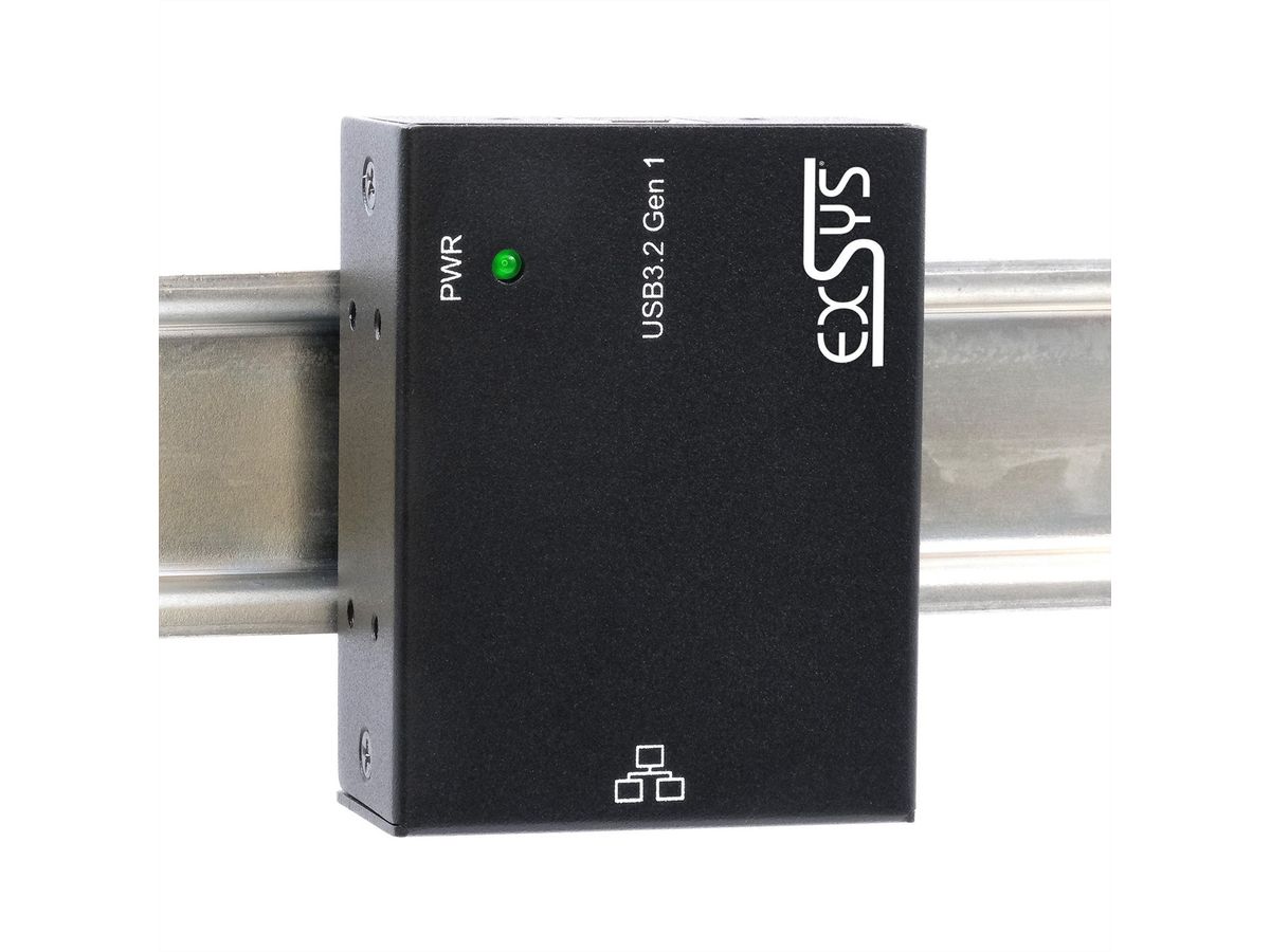 EXSYS EX-13021HMV USB 3.2 type B vers Ethernet 1 Gigabit, kit rail DIN inclus