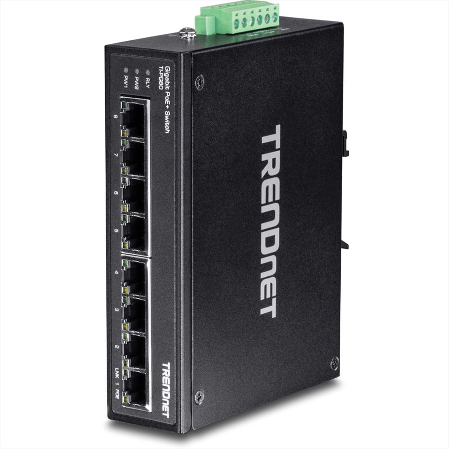 TRENDnet TI-PG80 Switch Rail DIN PoE+ Gigabit industriel renforcé à 8 ports