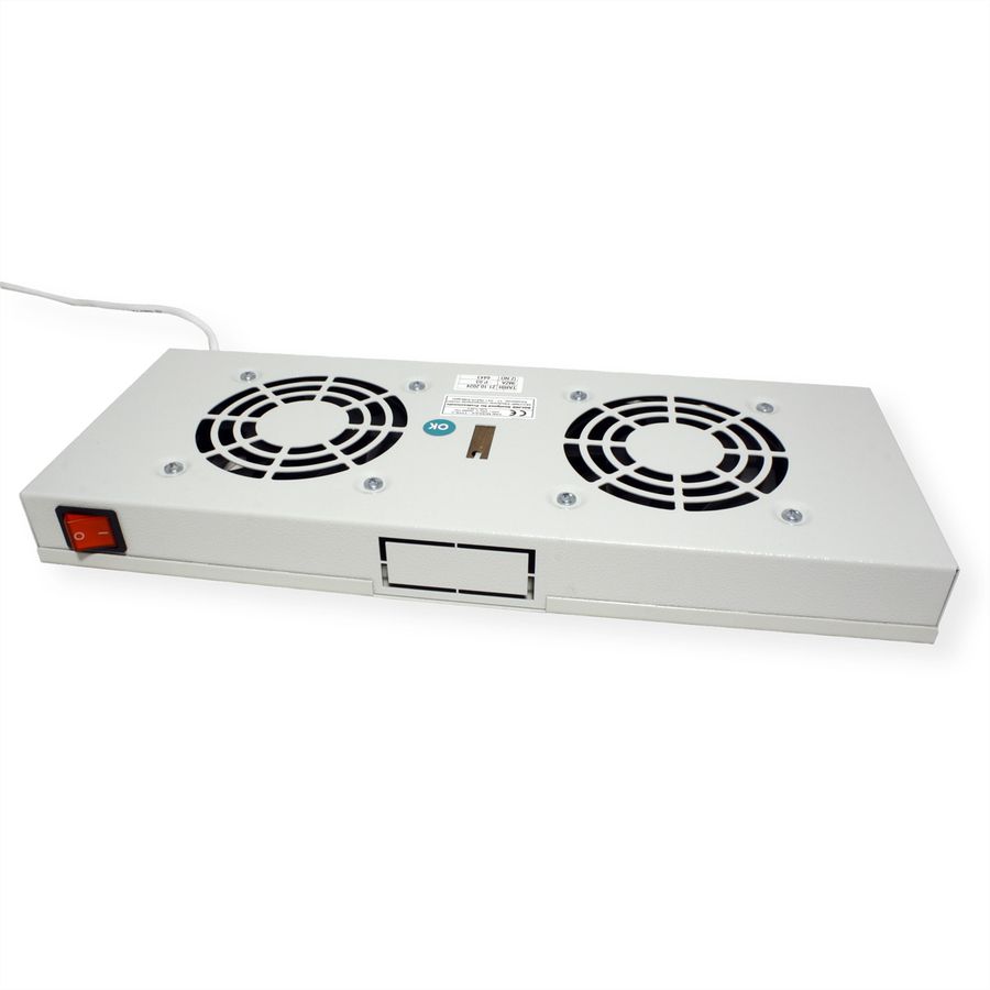 ROLINE 19" Unité de ventilation, 2 ventilateurs, Thermostat gris
