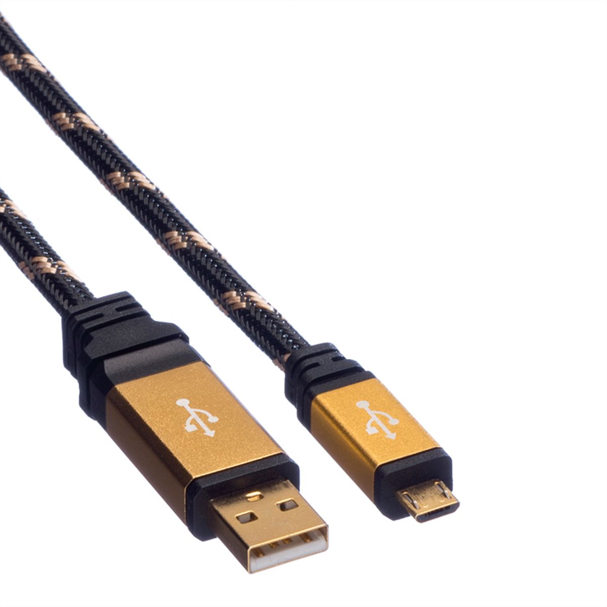 ROLINE GOLD Câble USB 2.0, USB A mâle - Micro USB B mâle, 0,8 m