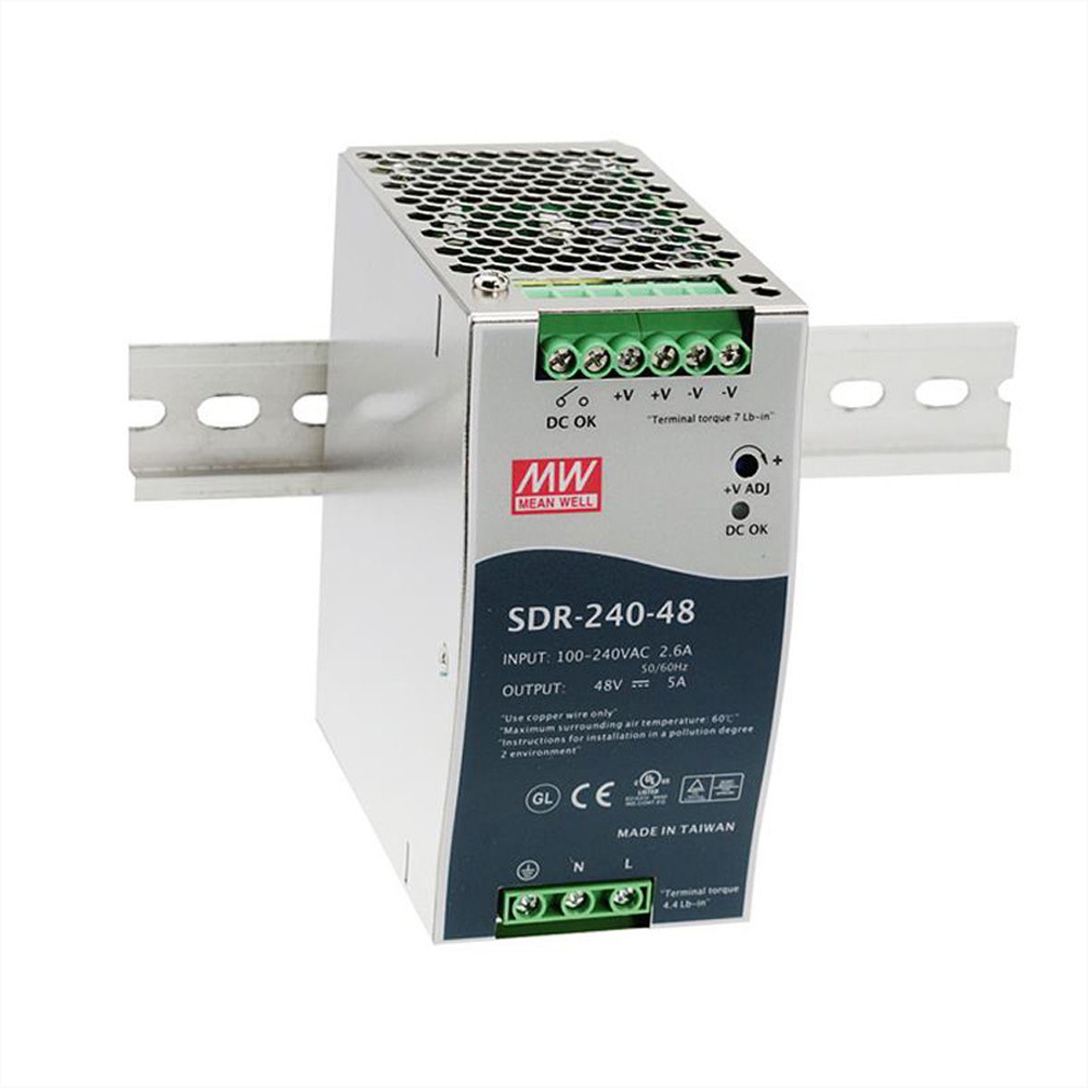 Mean Well SDR-240-48 Alimentation Glissières DIN 240W 48V DC