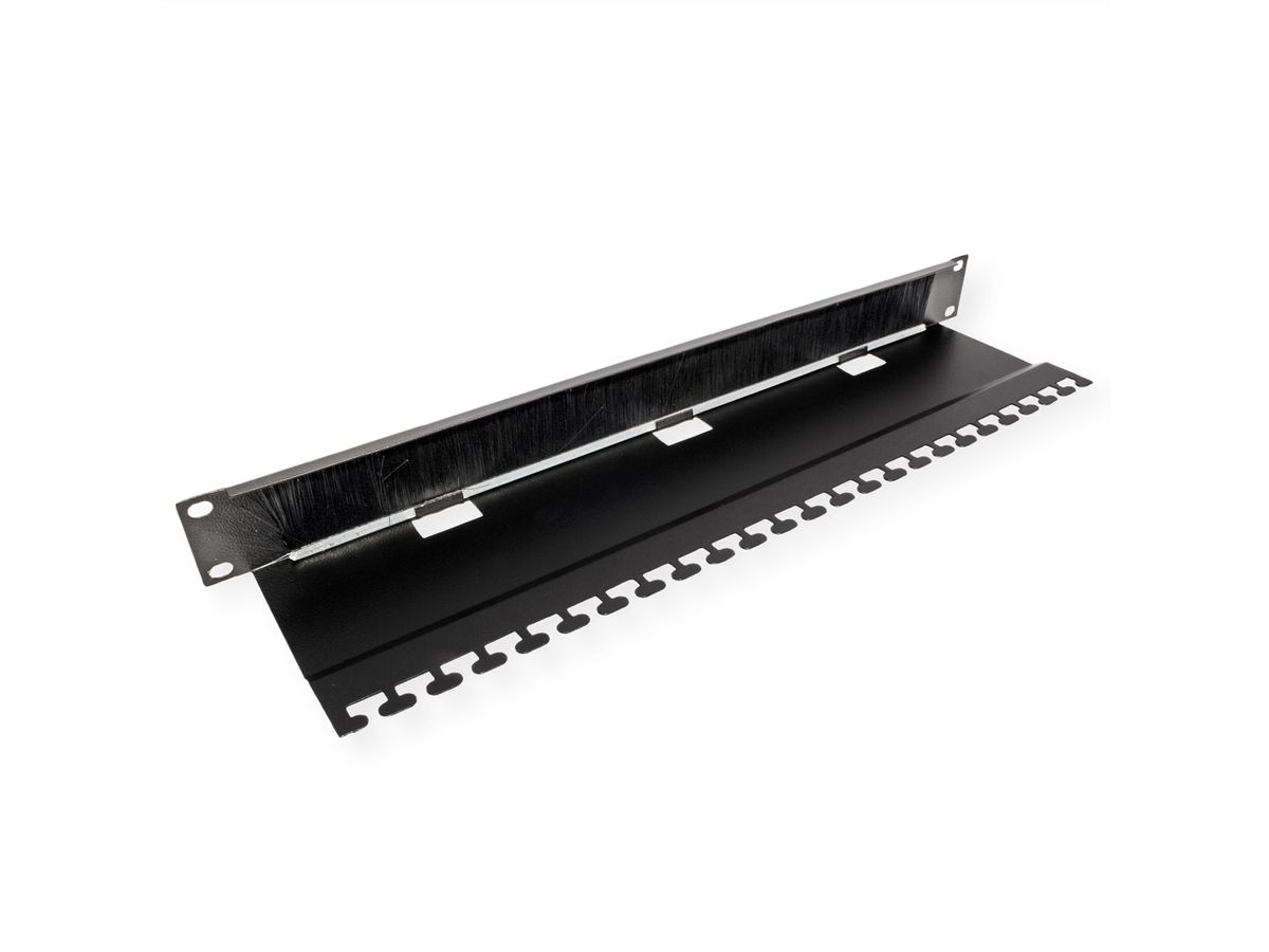 ROLINE 19" Passe-câbles, Avec brosse 1U noir