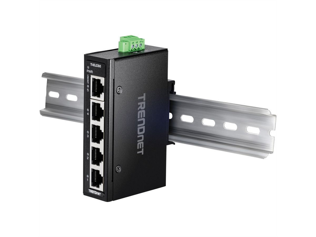 TRENDnet TI-ELC50 Mini switch industriel rail DIN, Fast Ethernet à 5 ports