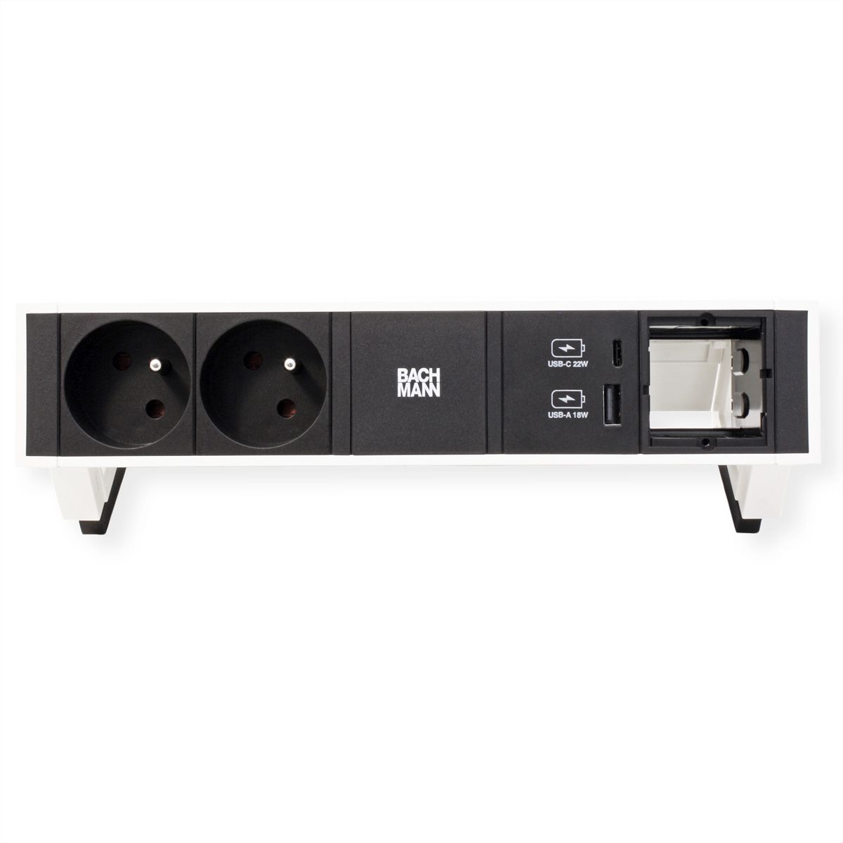 BACHMANN DESK2 2xUTE 1xUSB A/C 22W 1xCM 0,2m GST18 RAL9010
