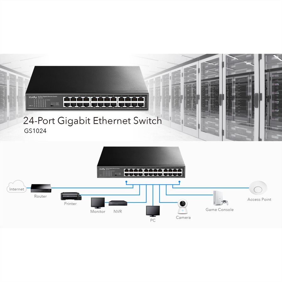 CUDY GS1024 Switch 24 ports Gigabit métal