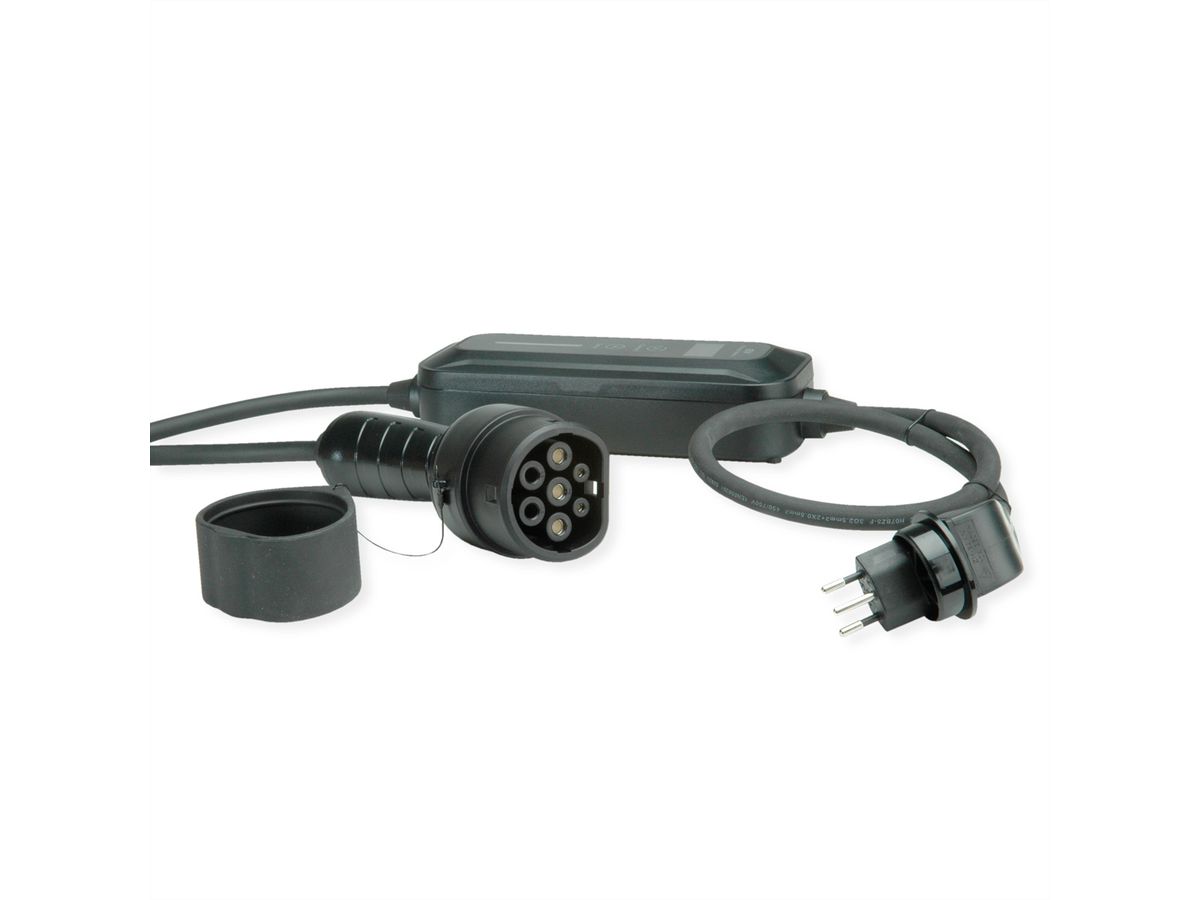 ROLINE Câble portable de recharge VE CEE7/7 - Type2, 1 phase, 250VAC (1P+N+E), 32 A, 7,4 kW, 3 m