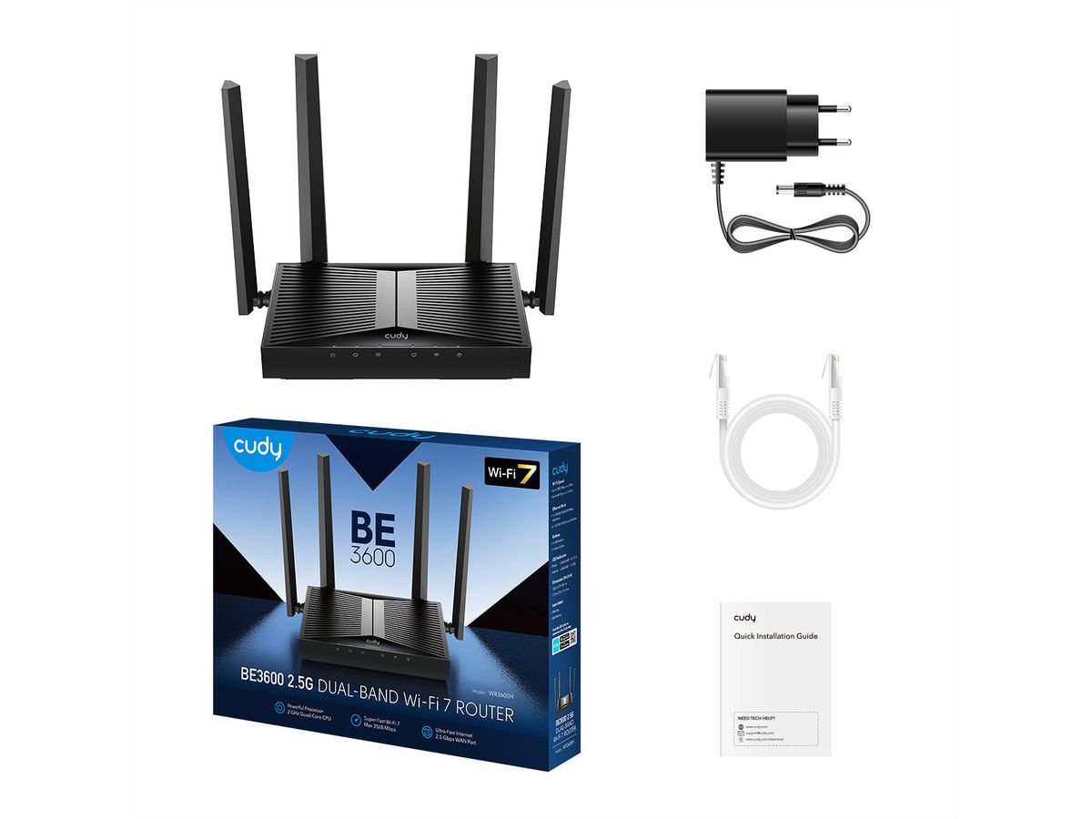 CUDY WR3600H BE3600 Routeur Mesh 2.5G Wi-Fi 7