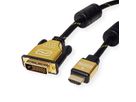 ROLINE GOLD Câble pour écran DVI-HDMI, M-M, (24+1) dual link, Retail Blister, 5 m