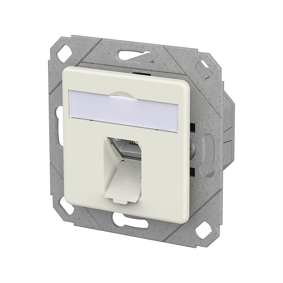METZ CONNECT E-DAT C6A IDC Prise, 1 port, goulotte encastrée (UPk), blanc pur