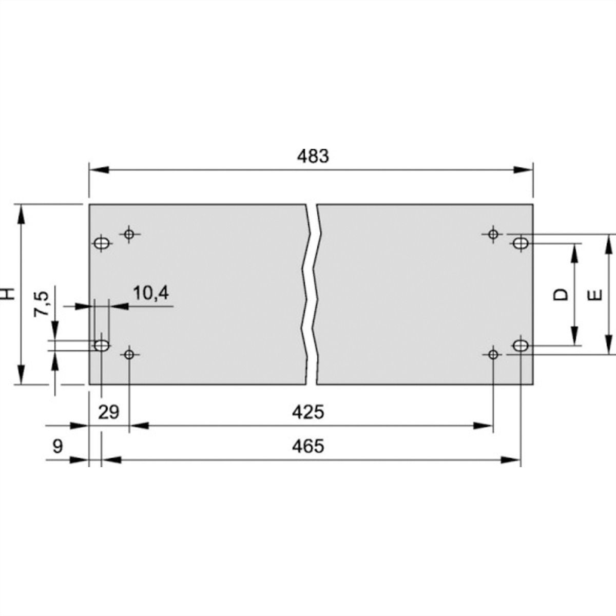 Face avant 19" SCHROFF avec trous pour poignées, 2 U, 4 mm, alu, anodisé