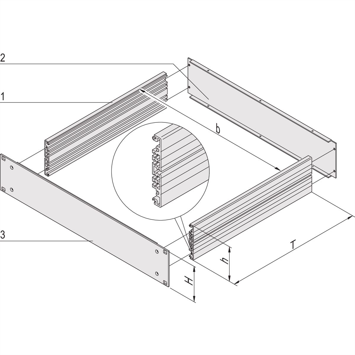 Kit de base pour châssis MultipacPRO 19" SCHROFF, 1 U, profondeur 340 mm