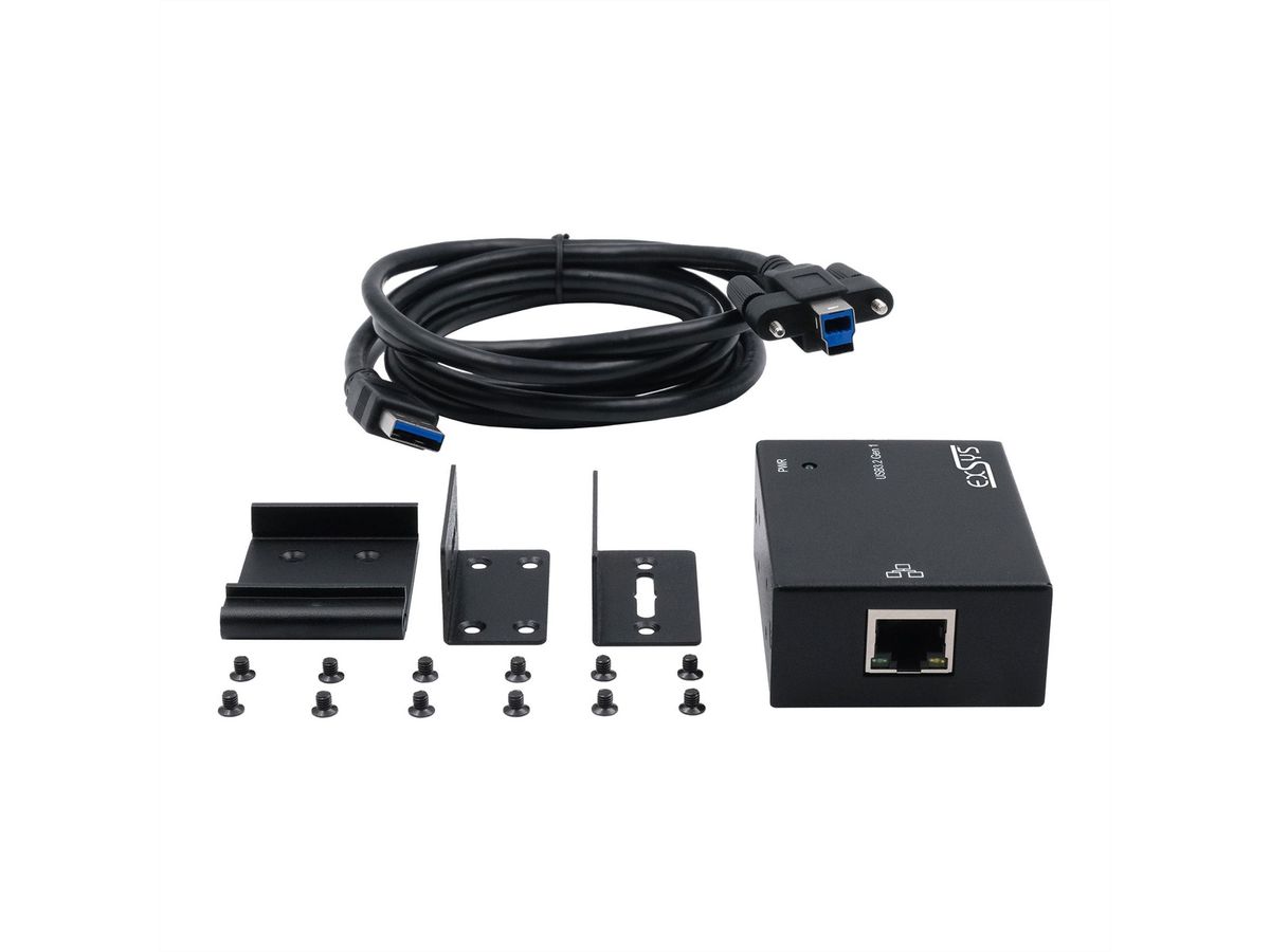 EXSYS EX-13021HMV USB 3.2 type B vers Ethernet 1 Gigabit, kit rail DIN inclus