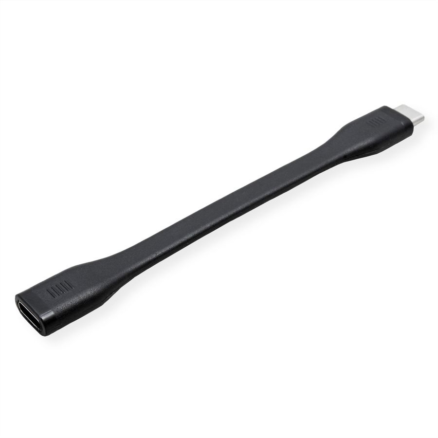 ROLINE Câble USB4 Gen3x2, C-C, M/F, 8K UHD-2, 40Gbit/s, 100W, plat, noir, 11,5 cm