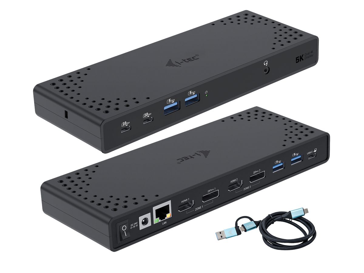 i-tec USB 3.0 / USB-C / Thunderbolt 3 Dual Display Docking Station Gen2 + Power Delivery 100W