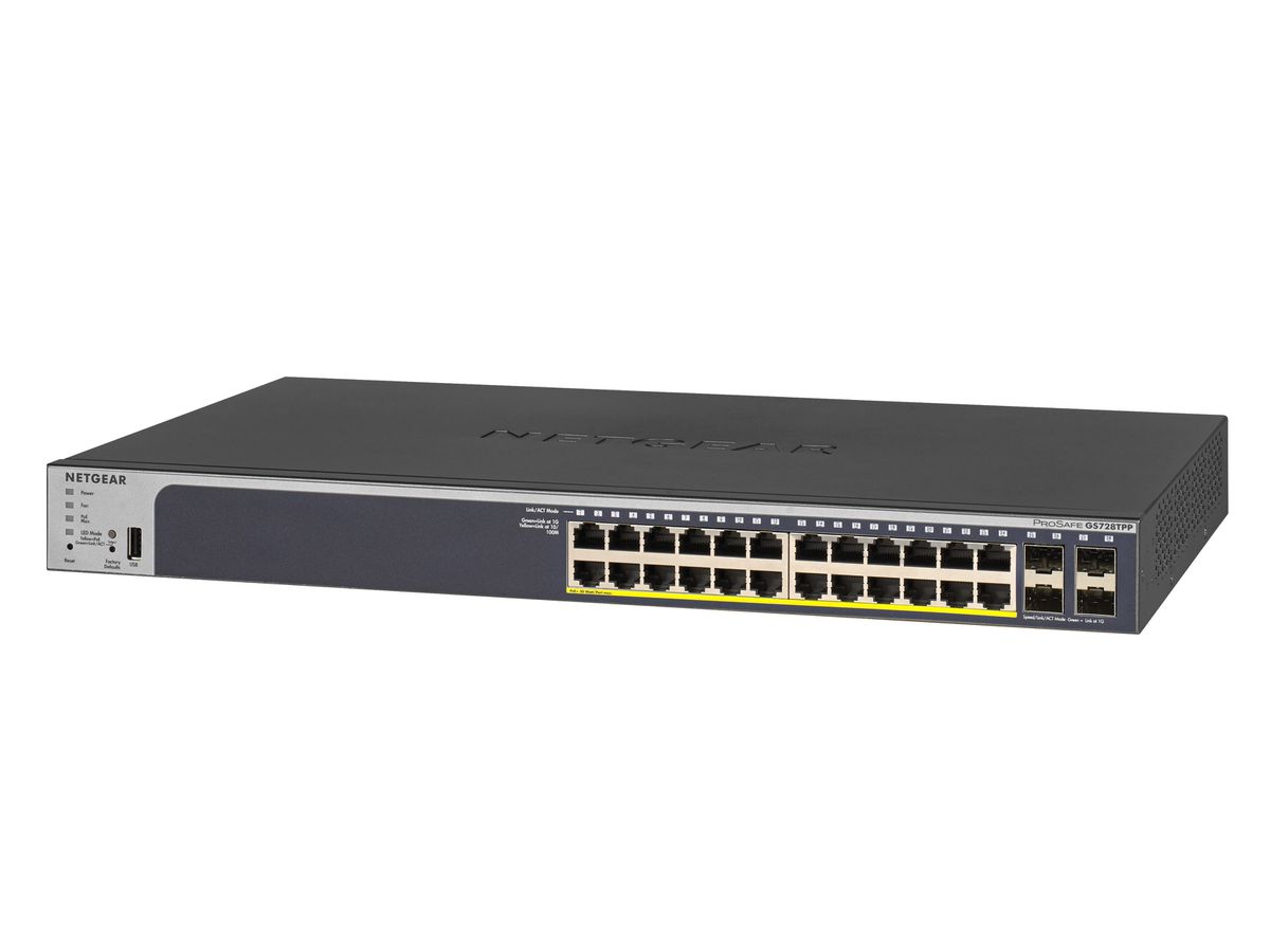 Netgear GS728TPP Géré L2/L3/L4 Gigabit Ethernet (10/100/1000) Noir 1U Connexion Ethernet, supportant l'alimentation via ce port (PoE)