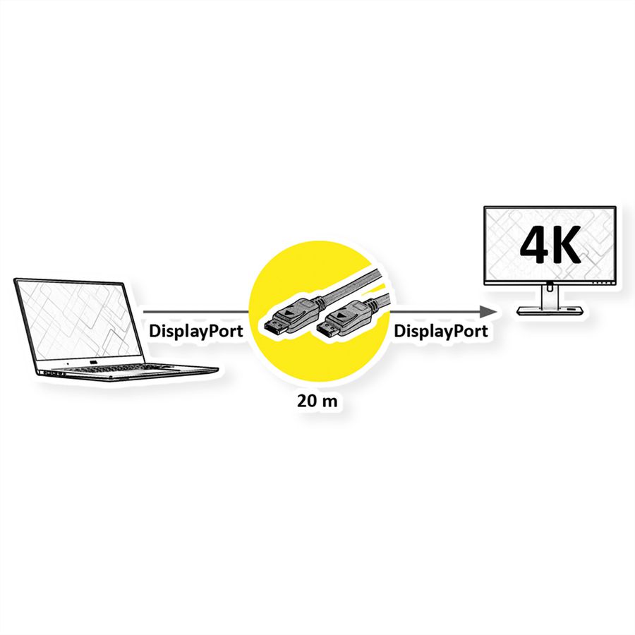 VALUE Câble DisplayPort, v1.2, actif, M/M, 20 m