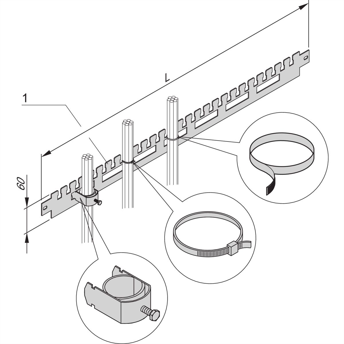 Rail support de câbles Varistar SCHROFF pour profondeur d'armoire, RAL 7021, 1200D