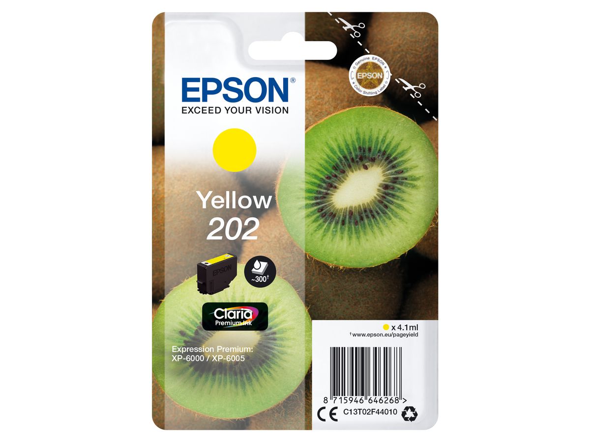 Epson Kiwi Singlepack Yellow 202 Claria Premium Ink