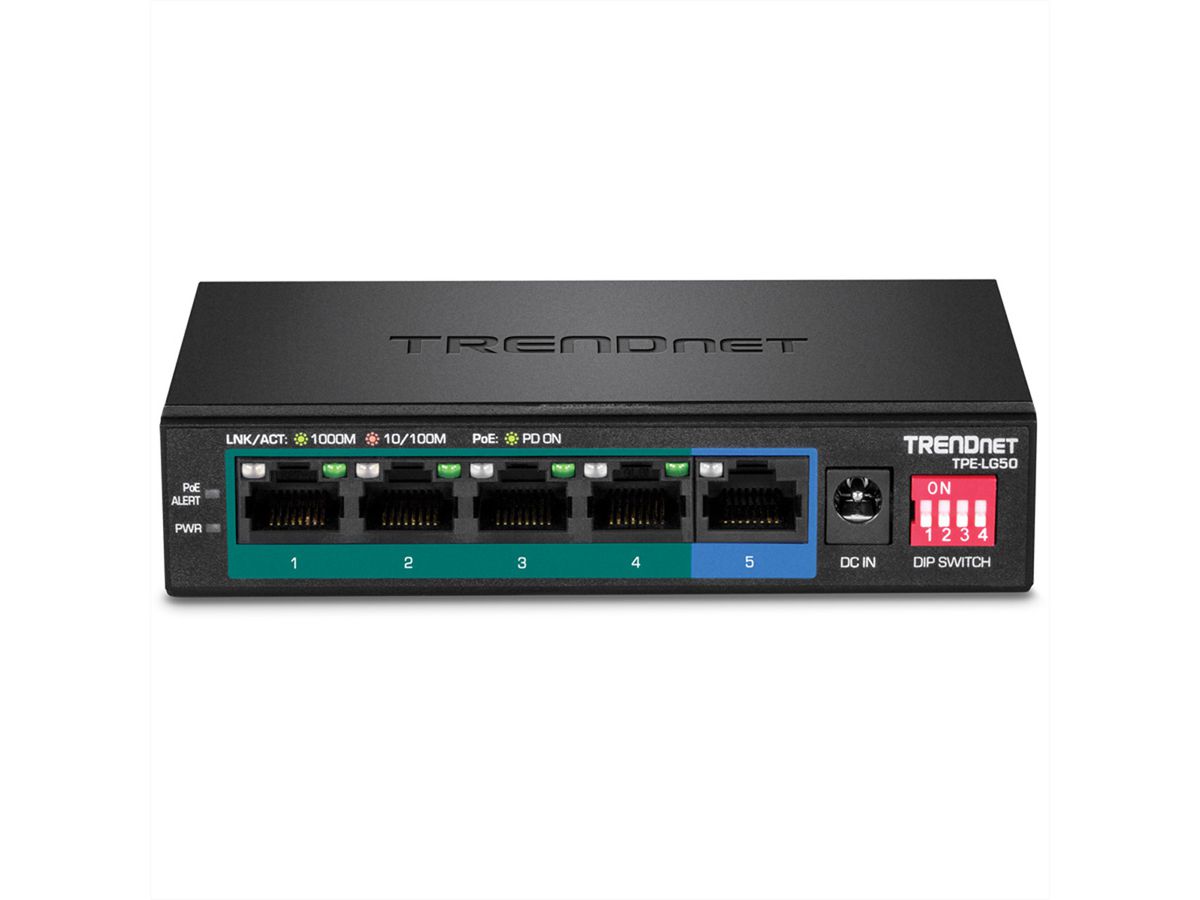 TRENDnet TPE-LG50 Switch PoE+ longue portée Gigabit à 5 ports