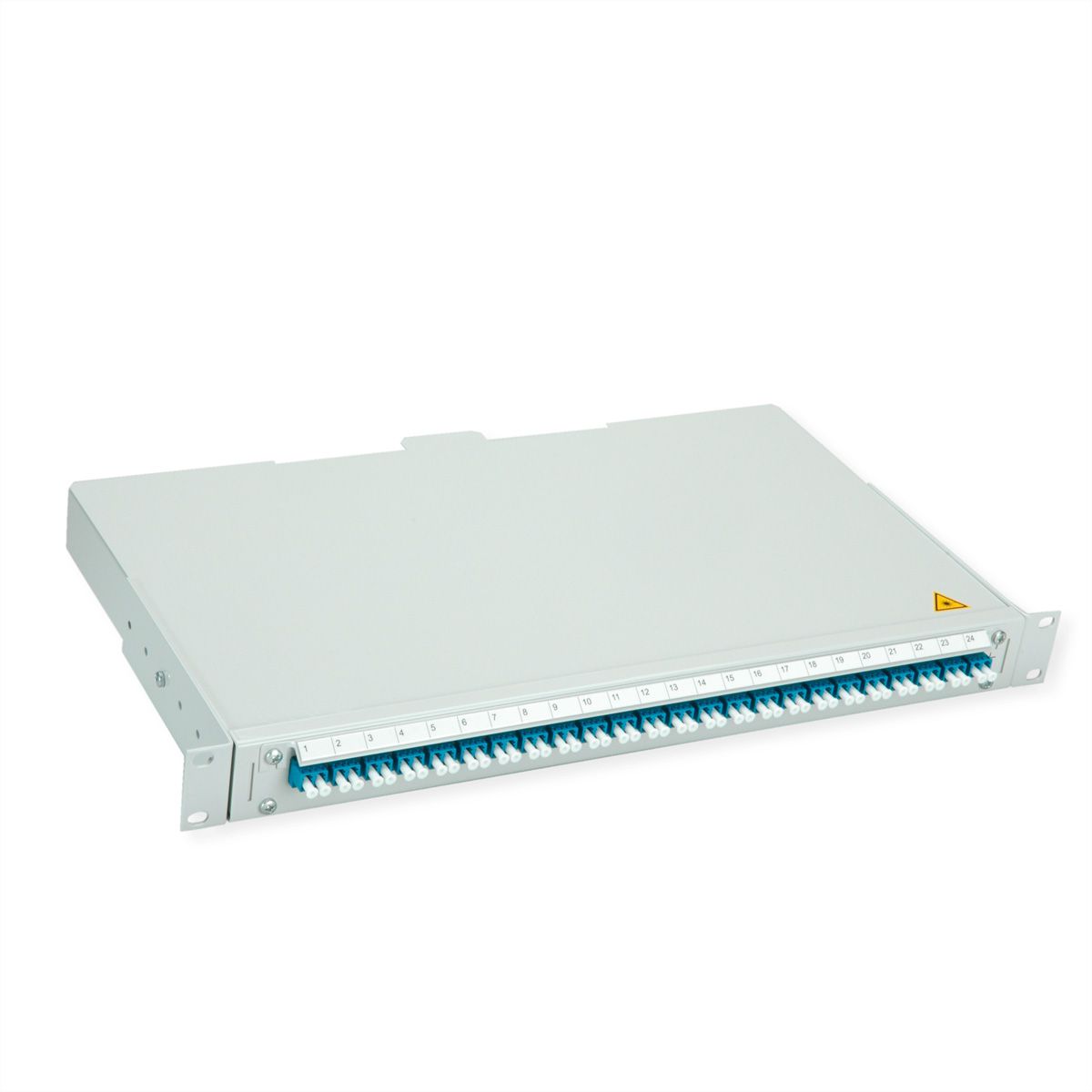 TELEGÄRTNER BASIS V Panneau fibre optique avec coupleurs & Pigtails , 24x LC Duplex, bleu, OS2 PC
