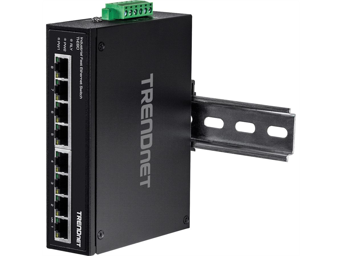 TRENDnet TI-E80 Switch Rail DIN Fast Ethernet industriel à 8 ports