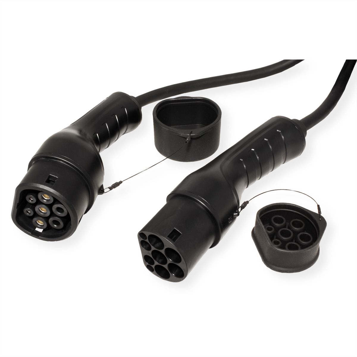 ROLINE Câble de recharge VE type2, 1-Phase, 250VAC (1P+N+E), 32 A, 7,4 kW, spirale (max. 3m)