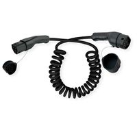 ROLINE Câble de recharge VE type2, 1-Phase, 250VAC (1P+N+E), 32 A, 7,4 kW, spirale (max. 2m)