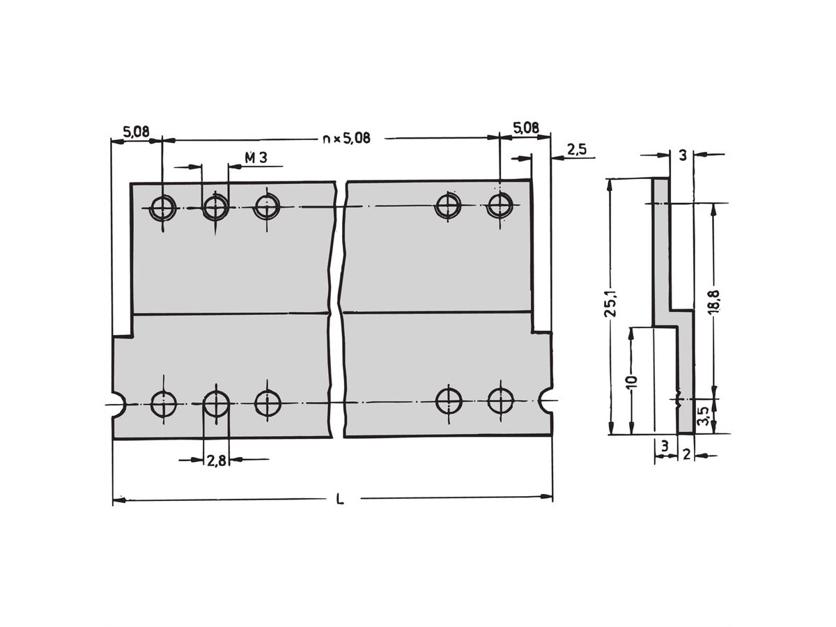 SCHROFF Rail en Z pour connecteur, DIN 41617, 31 pôles, 60 CV