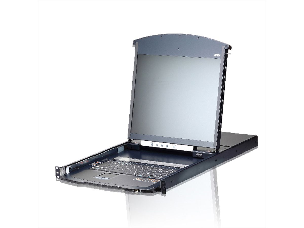 ATEN KL1108VN Commutateur KVM LCD 48cm à 8 ports Multi-Interface Cat 5 sur IP, FR-Layout
