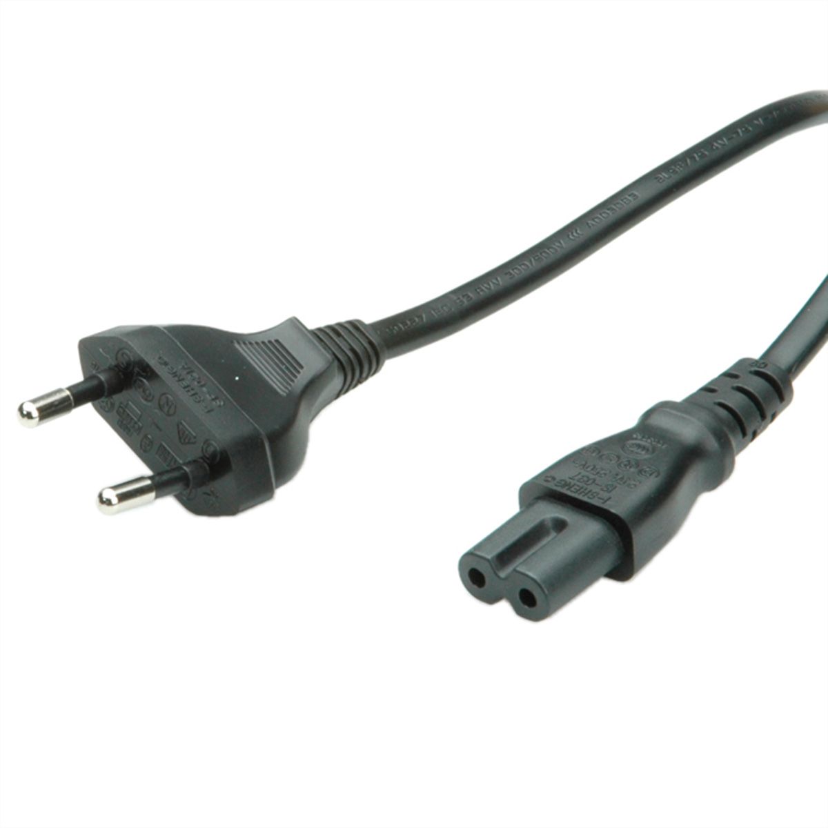 VALUE Cordon secteur bipolaire, noir, 3 m