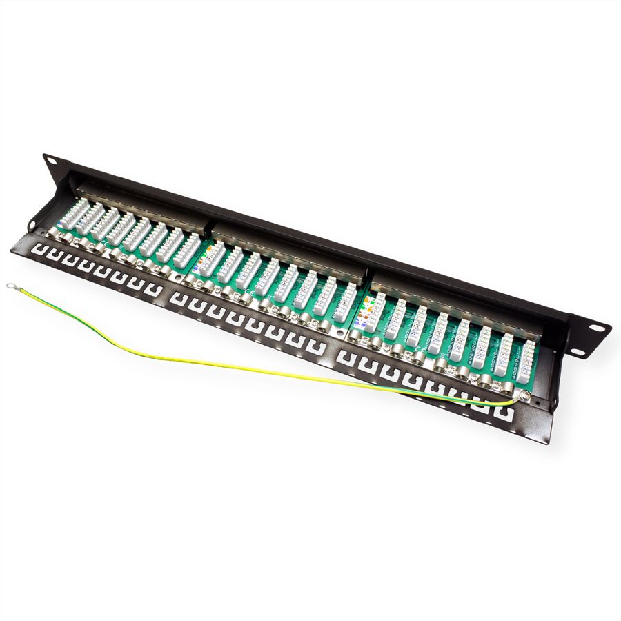 VALUE Panneau de brassage Cat.6A (Classe EA) 19", 24 ports, blindé, noir
