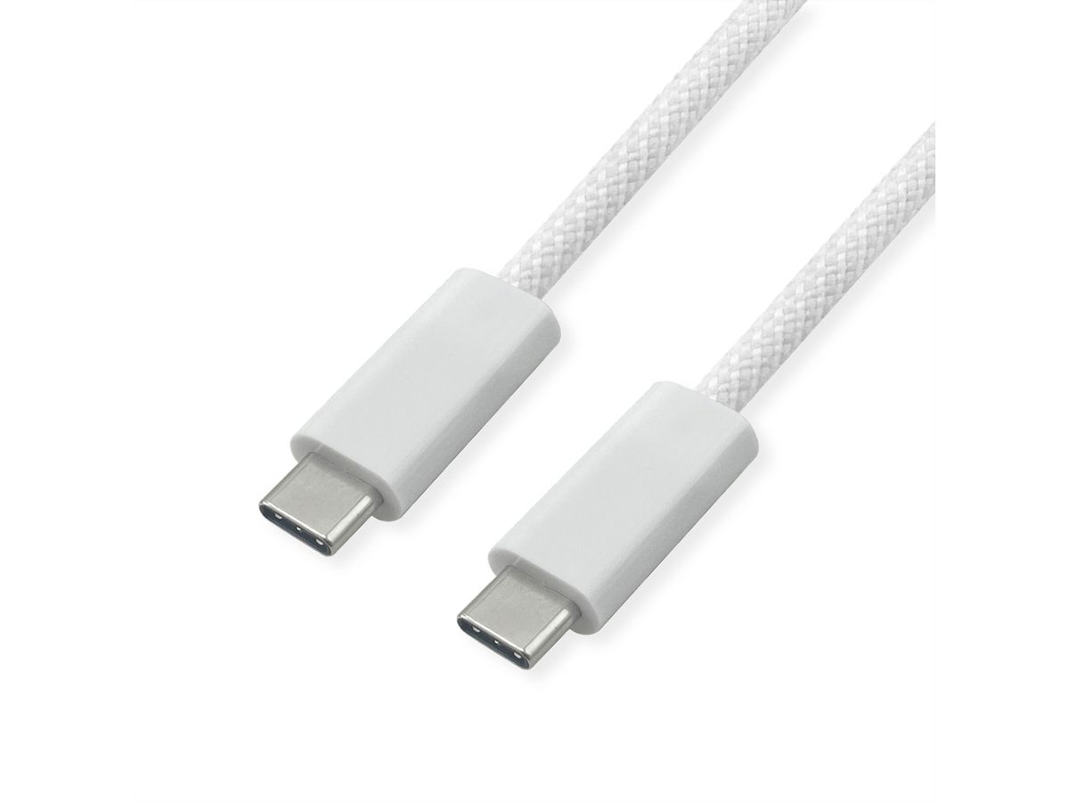 ROLINE Câble USB4 Gen3x2, C–C, M/M, 40Gbit/s, 240W , blanc, 1 m