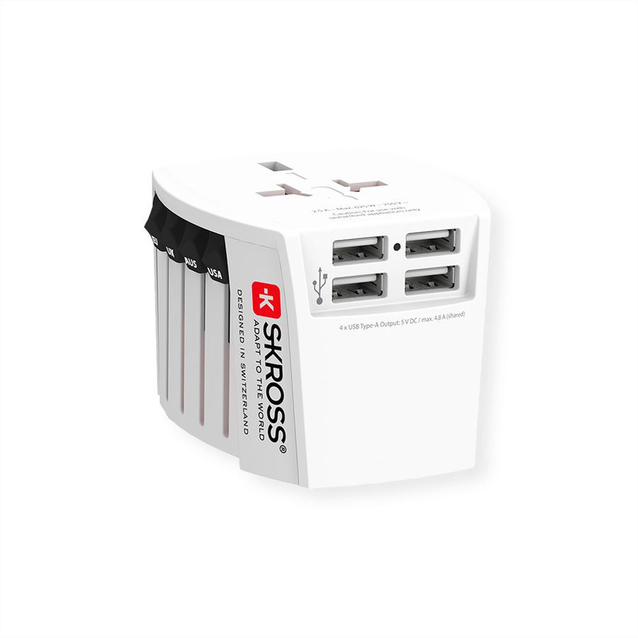 SKROSS Adaptateur de voyage universel MUV USB 4xA, monde
