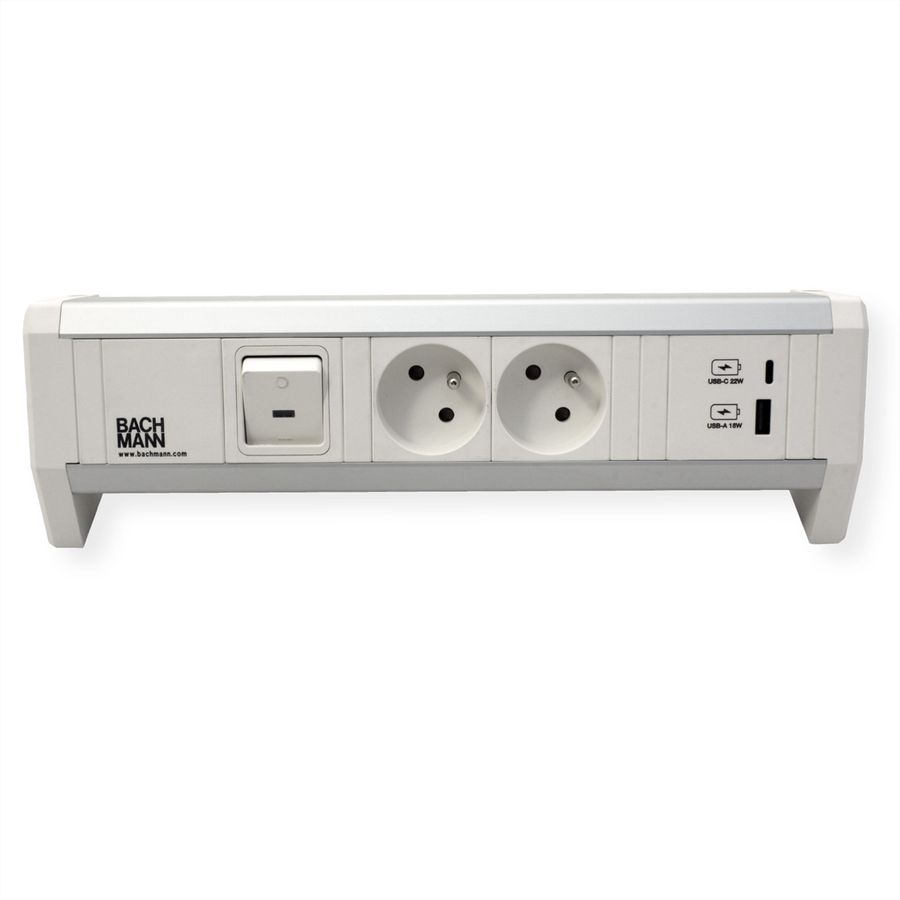 BACHMANN DESK 2xUTE 1xUSB A/C 22W 1xcommutateur GST18 RAL9010