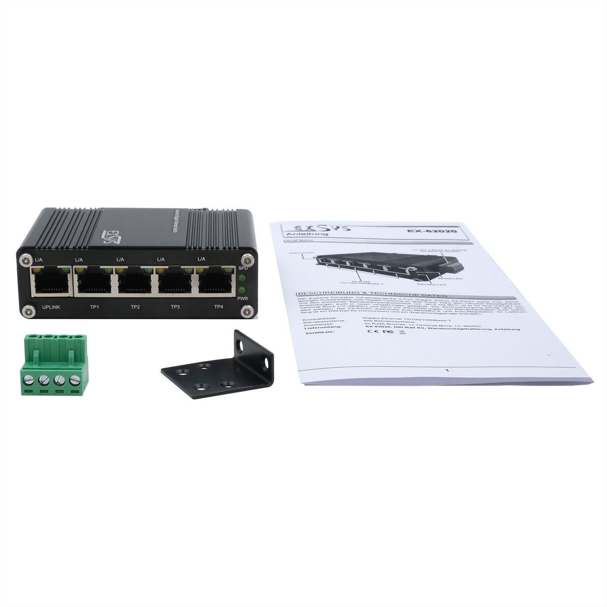 EXSYS EX-62020 Switch Ethernet industriel à 5 ports
