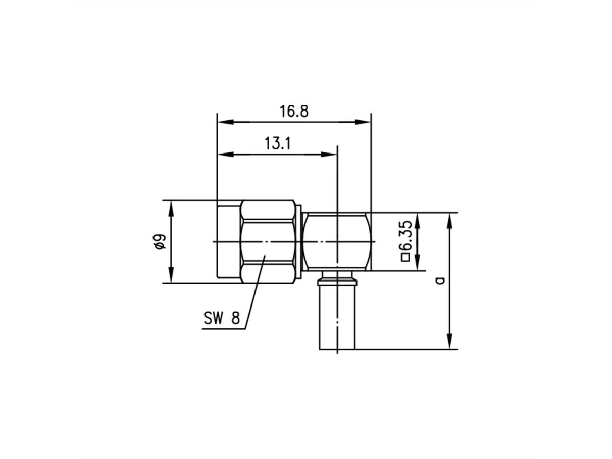 TELEGÄRTNER Connecteur coudé SMA , G8 pour RG-316, sertissage