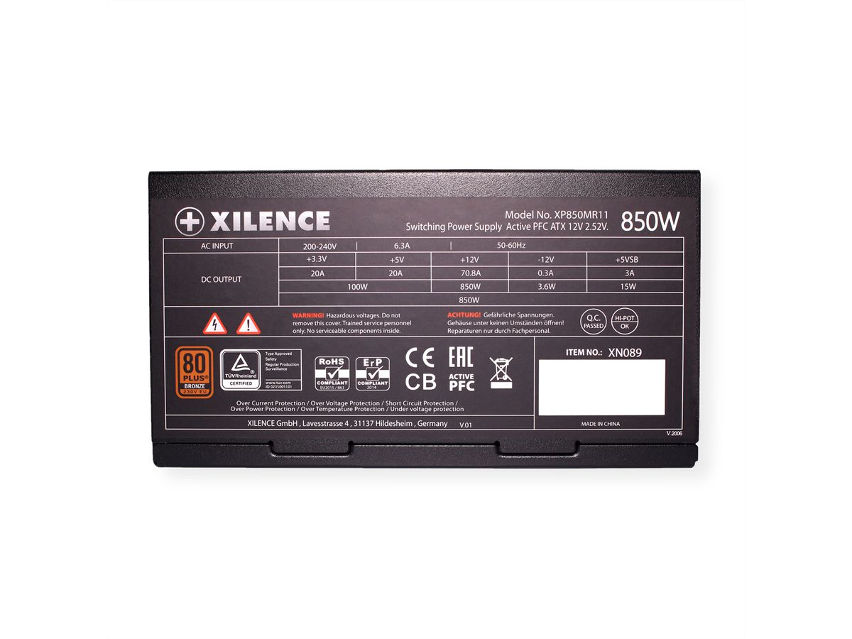 Xilence XP850MR11 850W Alimentation PC, semi modulaire, 80+ Bronze, Gaming,  ATX - SECOMP France