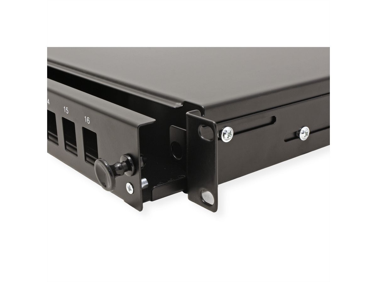 ROLINE Panneau FO 19" vide, 1U, 16 ports, pour Keystones FO, noir