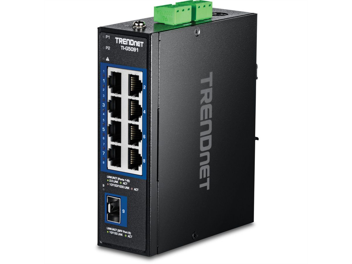 TRENDnet TI-G5091 Switch Rail DIN industriel 2,5G à 9 ports avec port SFP+ 10G