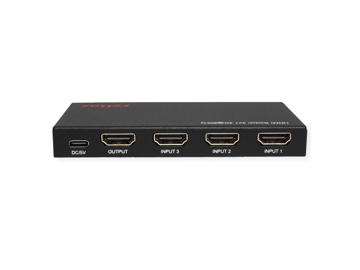 ROLINE Switch HDMI 4K à 3 ports, avec télécommande
